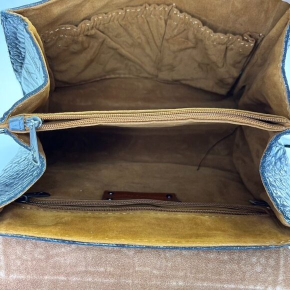 Patricia Nash Croc Embossed Ashmore Bag Smoke Gray  Purse Flap  Turn Lock - Picture 5 of 14